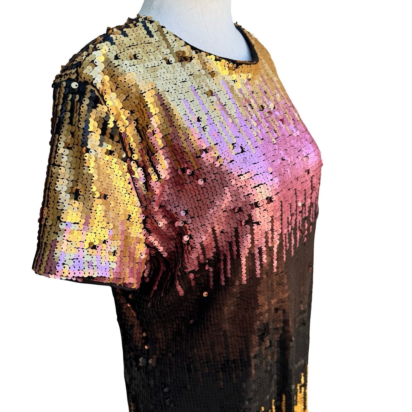 Marc Bouwer Sequin Ombre Glam Sparkle Gala Disco Mermaidcore Sheath Party Dress