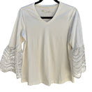 Switch Diane Gilman Boho Coastal Peasant Top Crochet Bell Sleeve Ivory Cotton Women XS 3 image