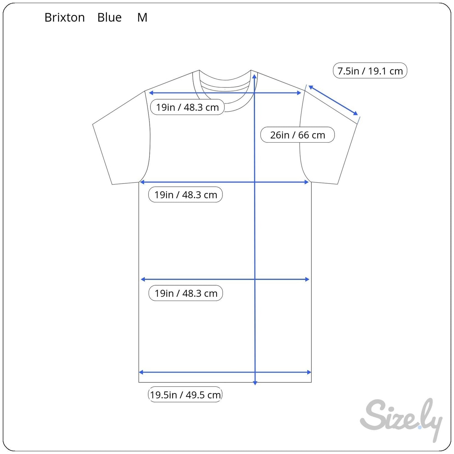 Brixton Trademark Supply Men's Blue Graphic Print Short Sleeve Crew Neck Tee Med