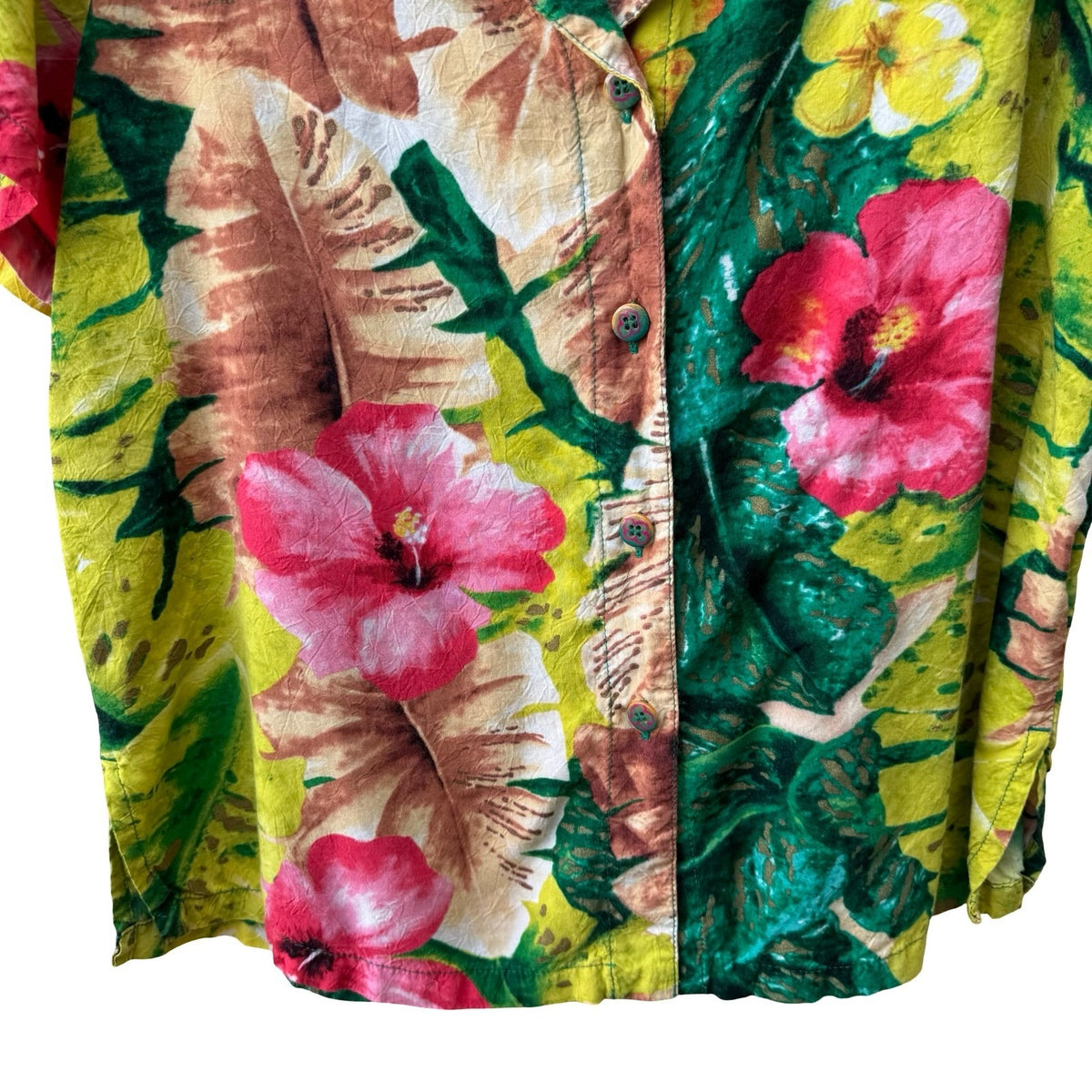 Jams World Florabunda Floral Tropical Aloha Camp Shirt Island Resortwear Beach M