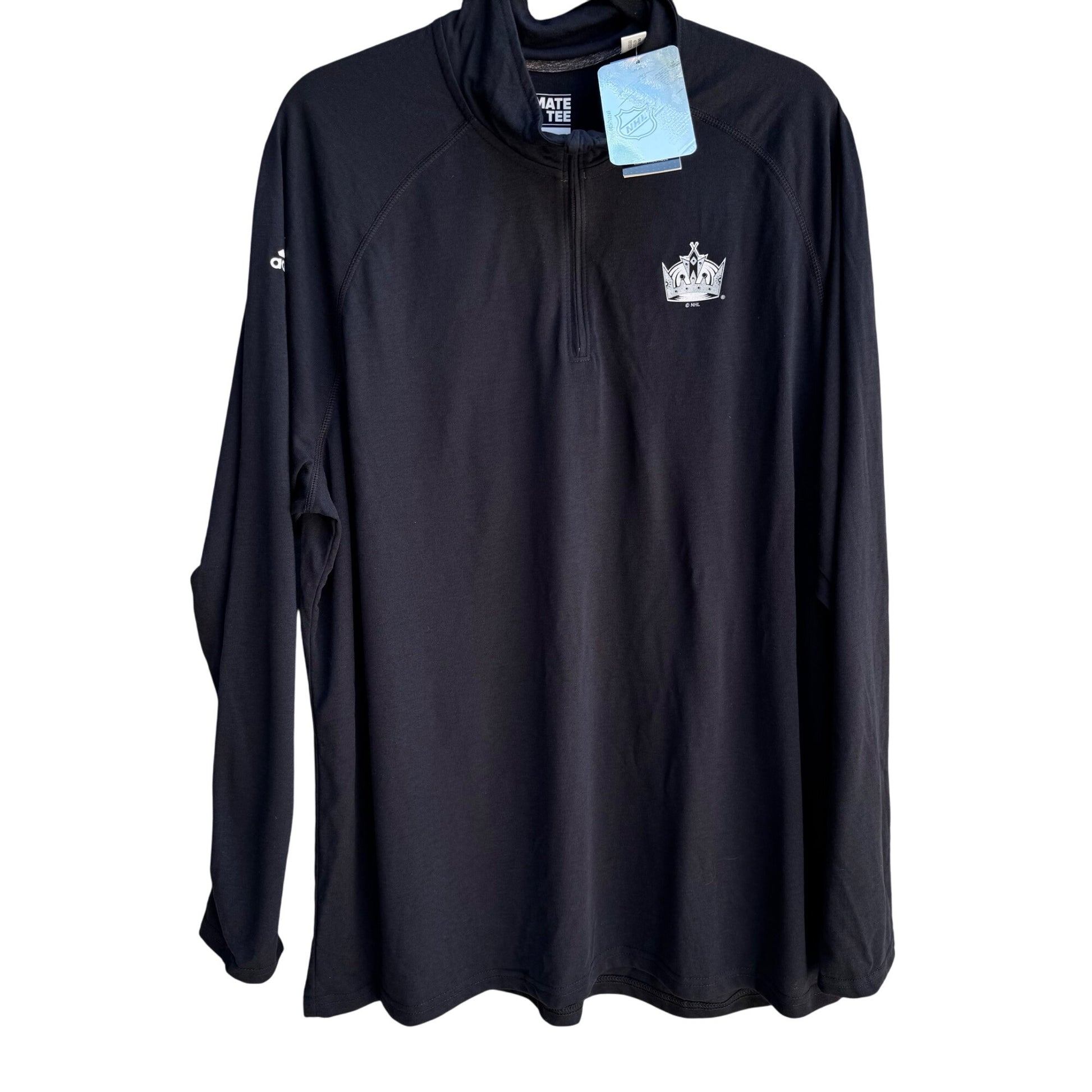 Adidas NHL Los Angeles Kings Hockey Mens Ultimate Tee Black Half-Zip Pullover 2XL