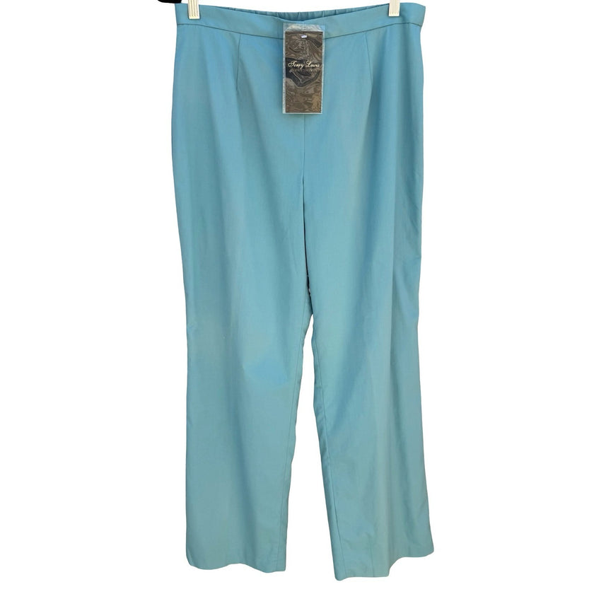 Terry Lewis Turquoise Blue Straight Leg Pants Medium NWT Coastal Minimalist