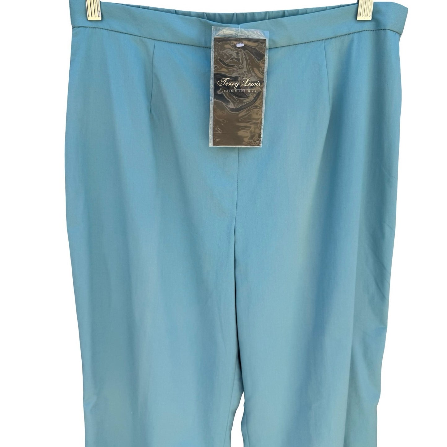Terry Lewis Turquoise Blue Straight Leg Pants Medium NWT Coastal Minimalist