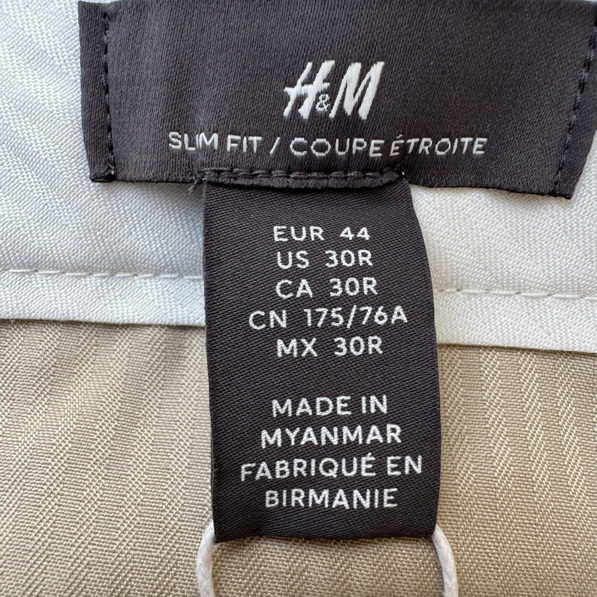 H&M Premium Selection Coastal Slim Fit Natural Linen Trousers Tan Mens 30R NWT