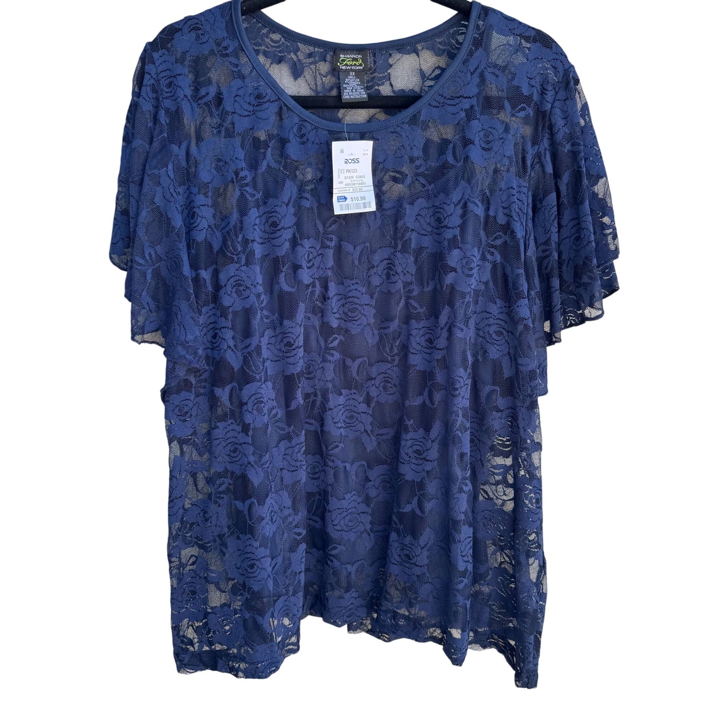Shannon Ford Womens Lace Lined Boho Flutter Sleeve Party Formal Blouse New 3X