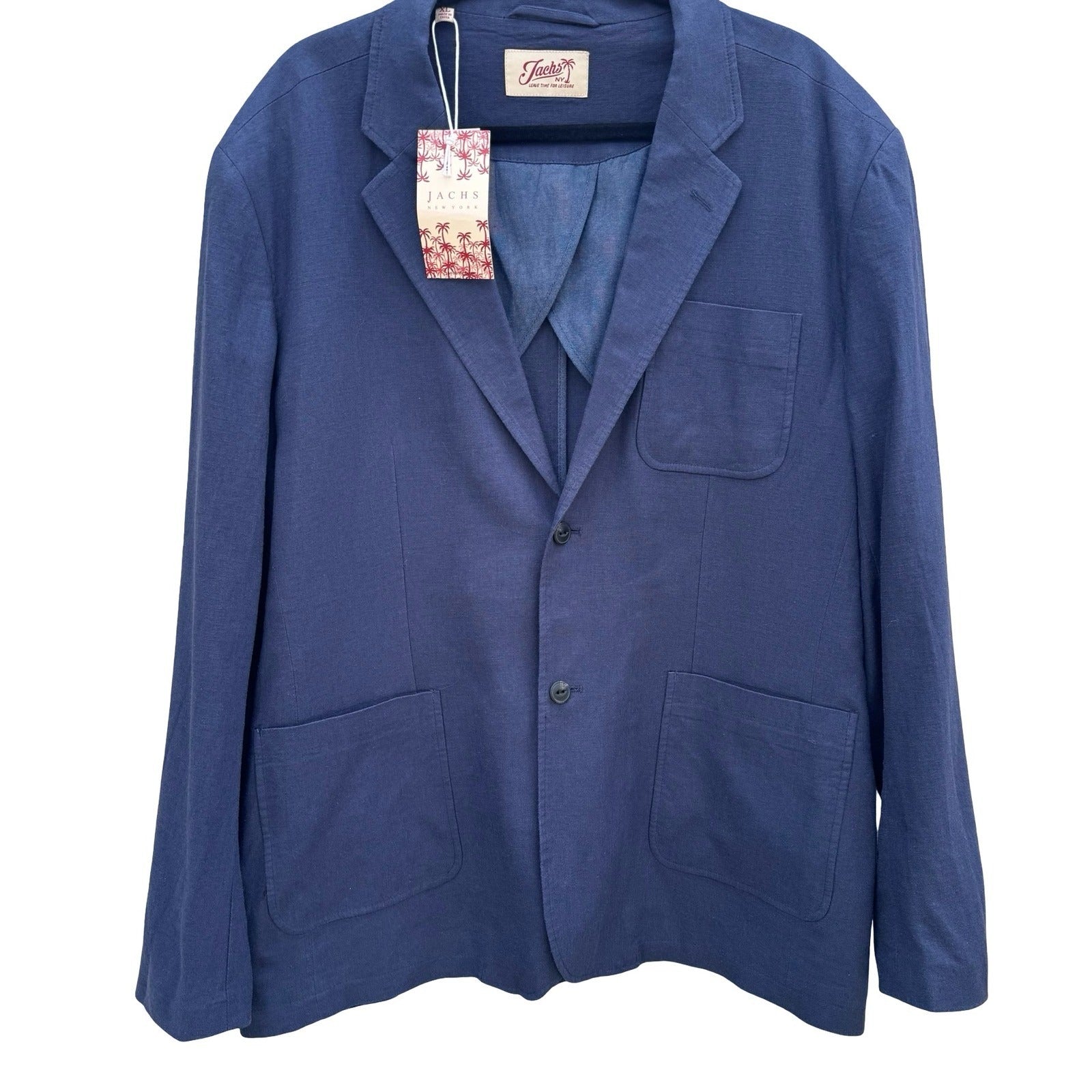 Jachs New York Mens XL Southhampton Navy Linen Blazer Sport Coat NEW Coastal