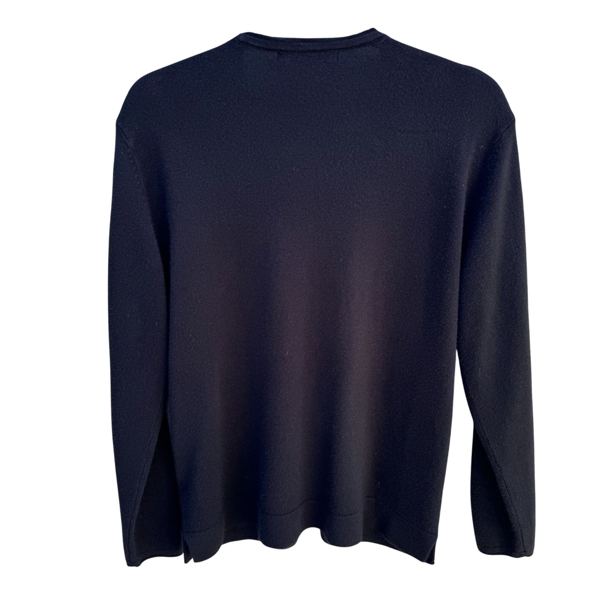 Carolyn Taylor Black Button Up Knit Cardigan Sweater Classic Minimal Design M