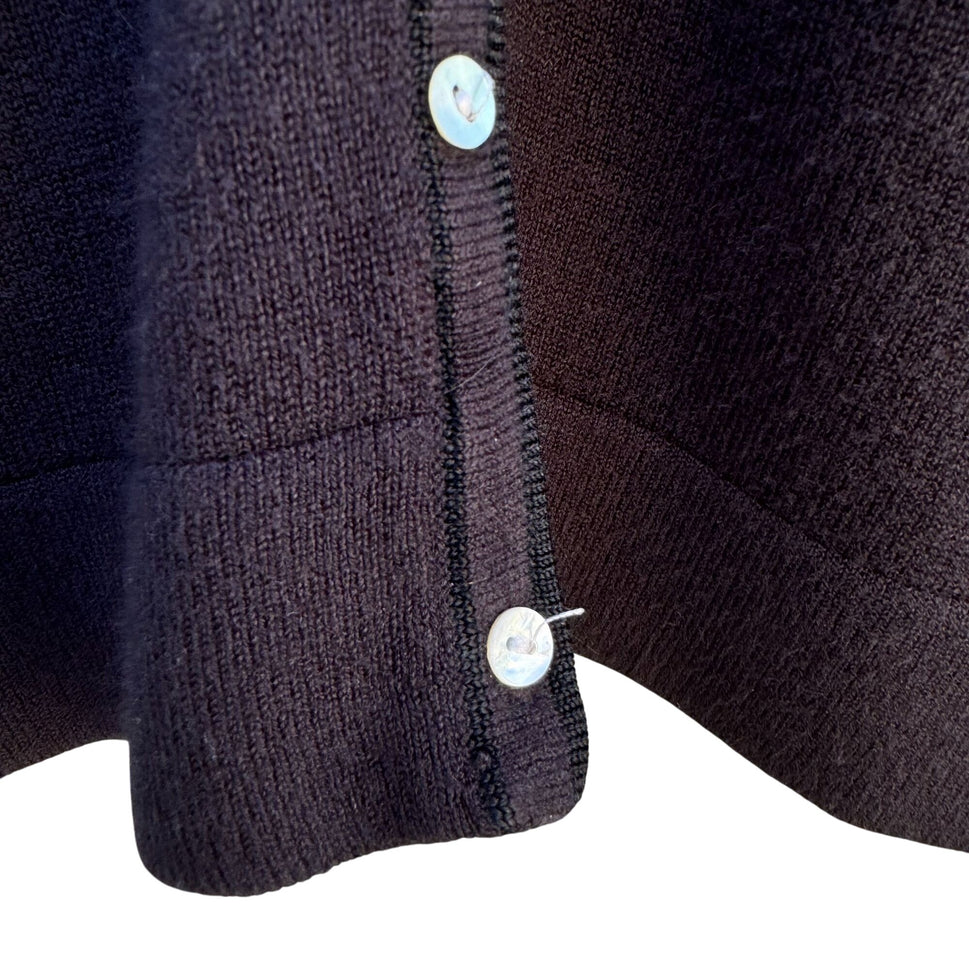 Carolyn Taylor Black Button Up Knit Cardigan Sweater Classic Minimal Design M