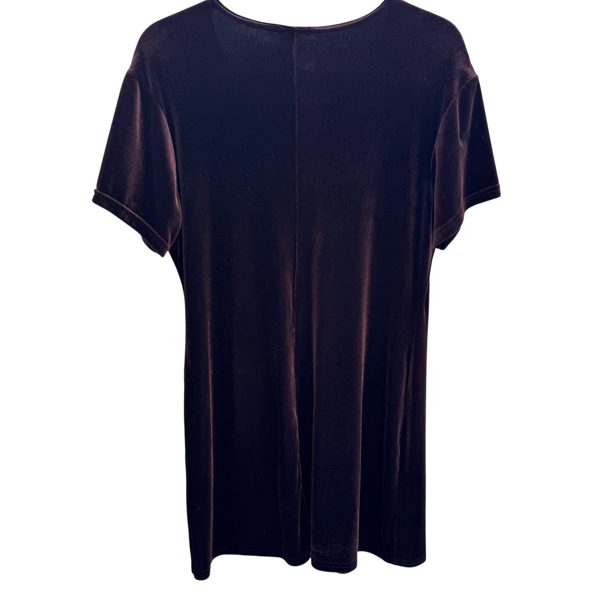 Active USA Vintage Velvet A Line Womens Brown Short Sleeve Tunic Shift Dress XL