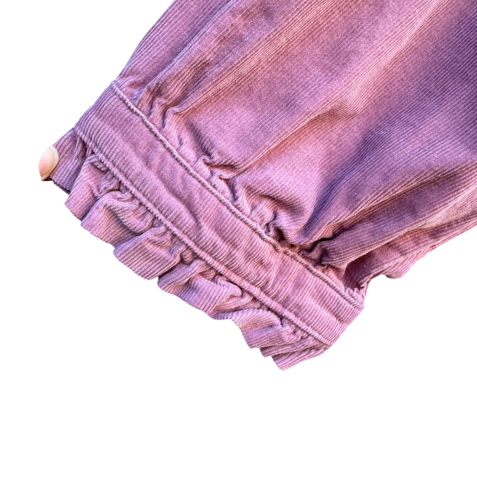 Zara Basic Vintage Style Pink Corduroy Top Crochet Yoke Boho Prairie Cottagecore