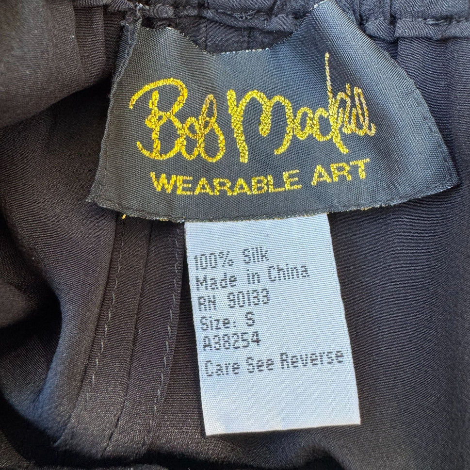 Bob Mackie Wearable Art Silk Lounge Pants Relaxed Fit Elastic Waist Black New S