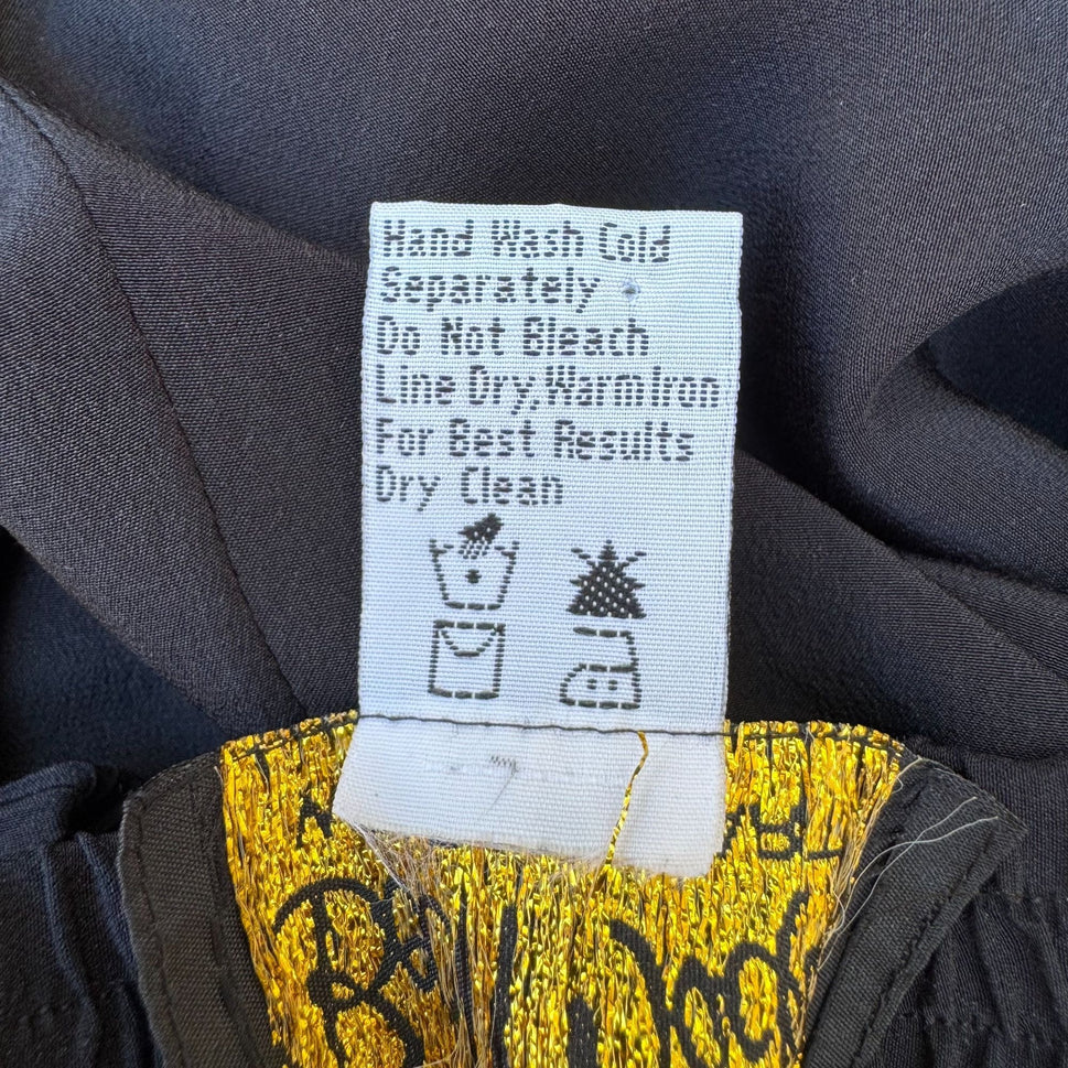 Bob Mackie Wearable Art Silk Lounge Pants Relaxed Fit Elastic Waist Black New S