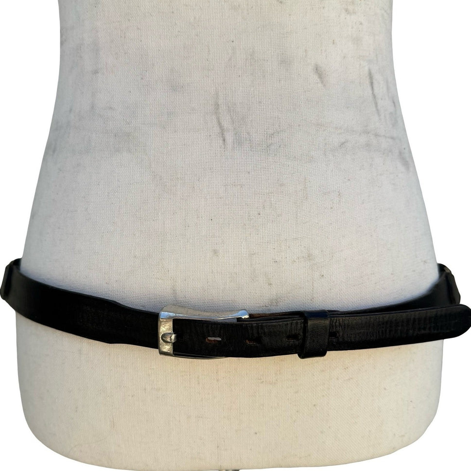 Streve of California Vintage Black Llama Calfskin Leather Belt Size 36 USA 3176