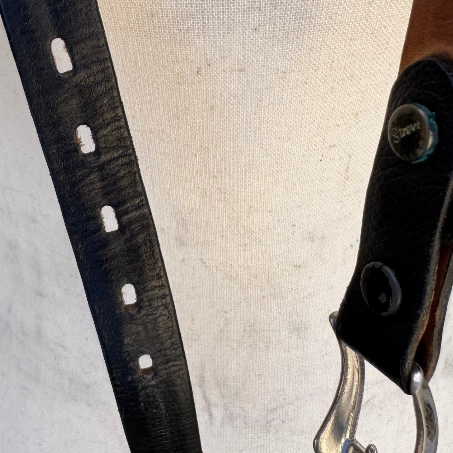 Streve of California Vintage Black Llama Calfskin Leather Belt Size 36 USA 3176