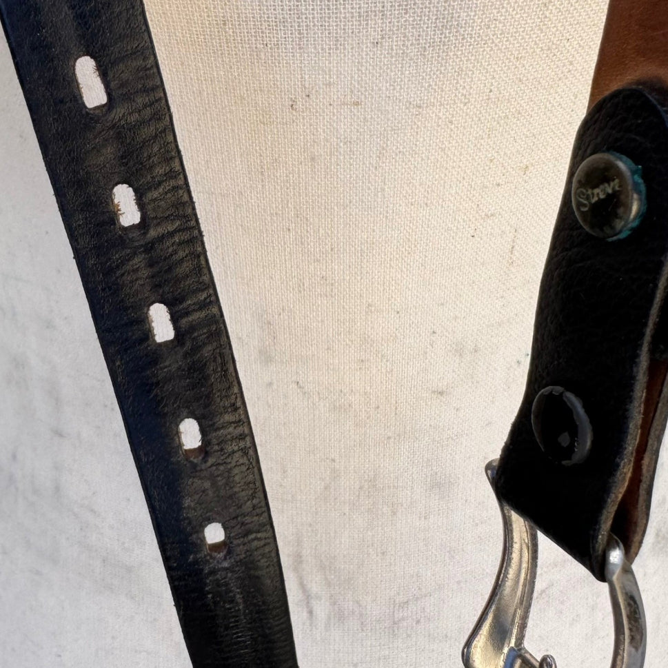 Streve of California Vintage Black Llama Calfskin Leather Belt Size 36 USA 3176