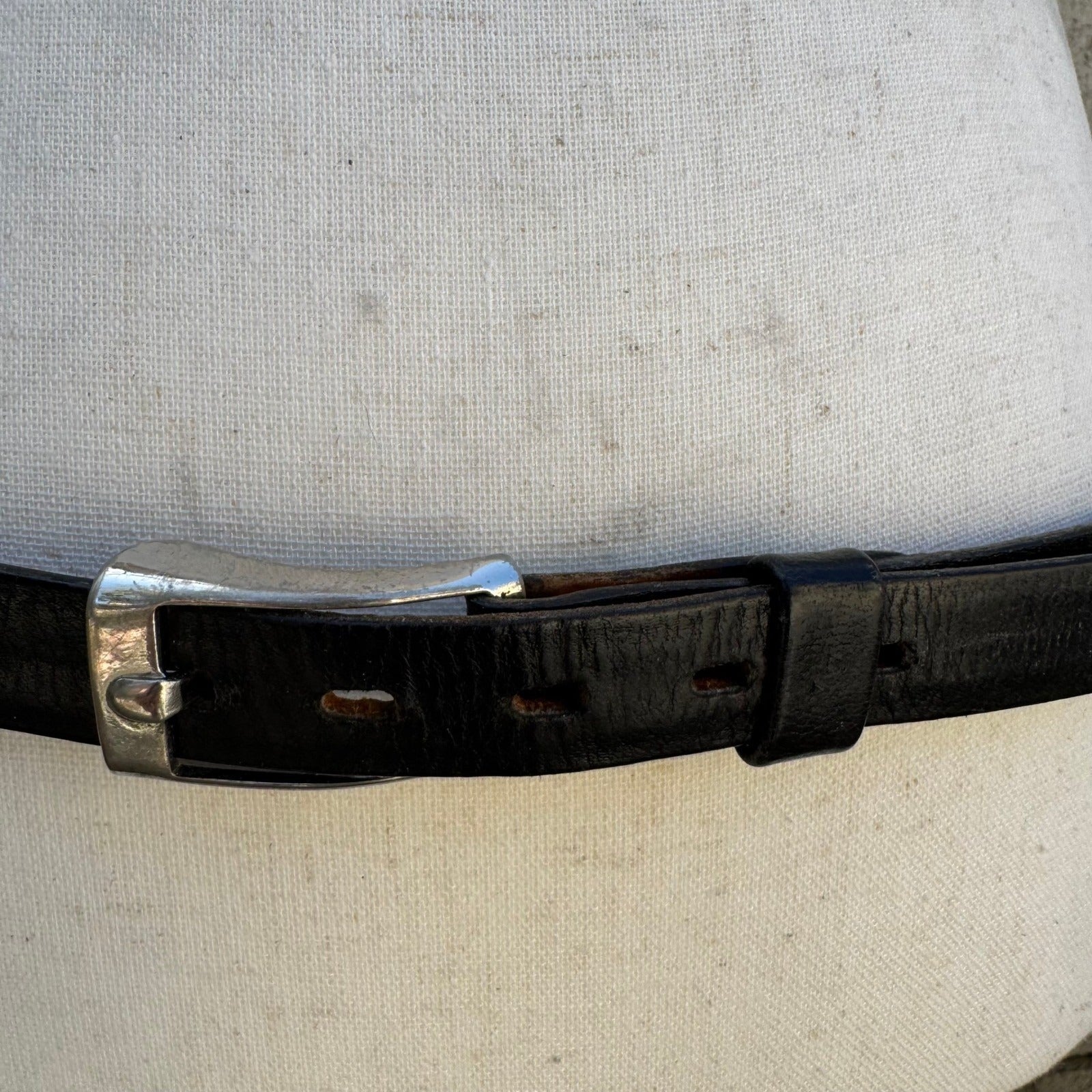 Streve of California Vintage Black Llama Calfskin Leather Belt Size 36 USA 3176