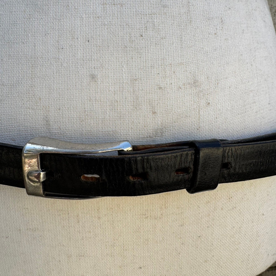 Streve of California Vintage Black Llama Calfskin Leather Belt Size 36 USA 3176