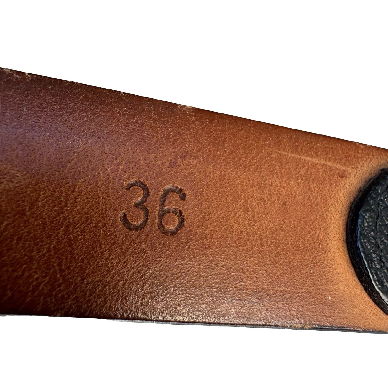Streve of California Vintage Black Llama Calfskin Leather Belt Size 36 USA 3176
