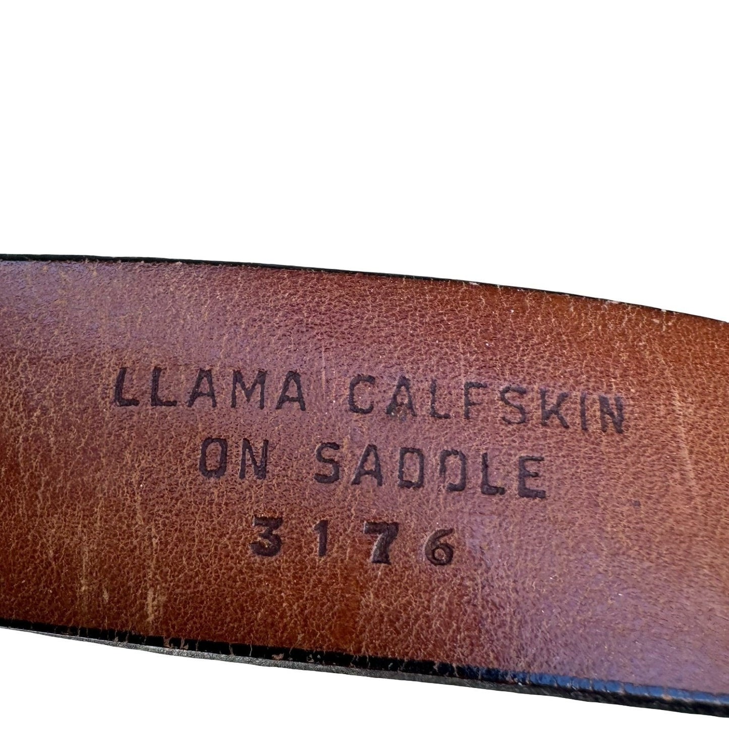 Streve of California Vintage Black Llama Calfskin Leather Belt Size 36 USA 3176