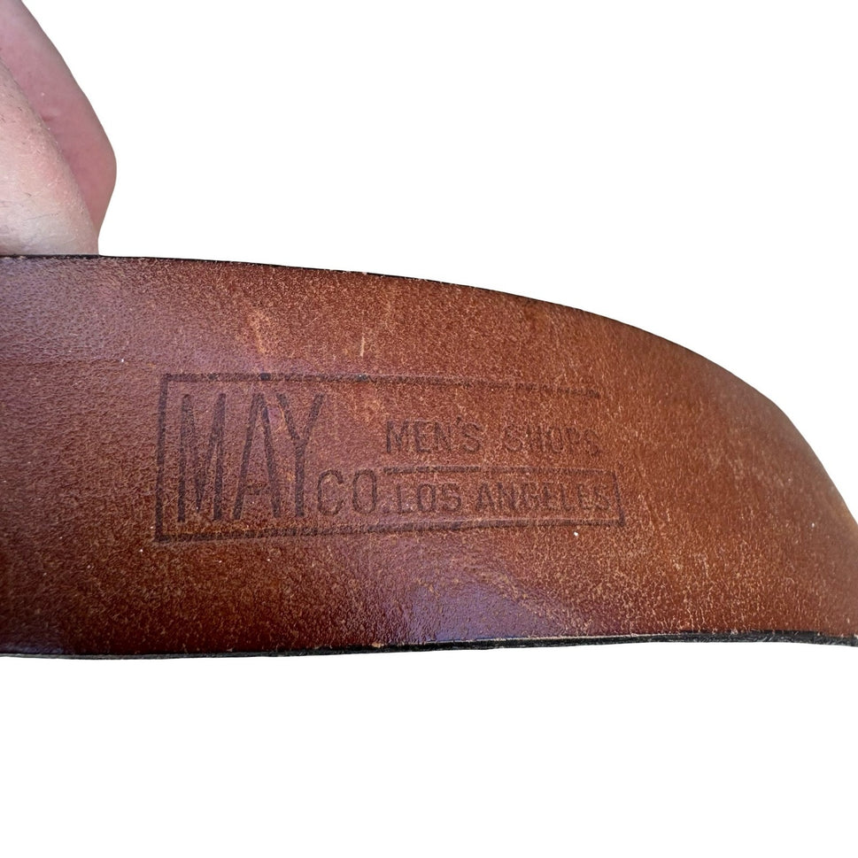 Streve of California Vintage Black Llama Calfskin Leather Belt Size 36 USA 3176