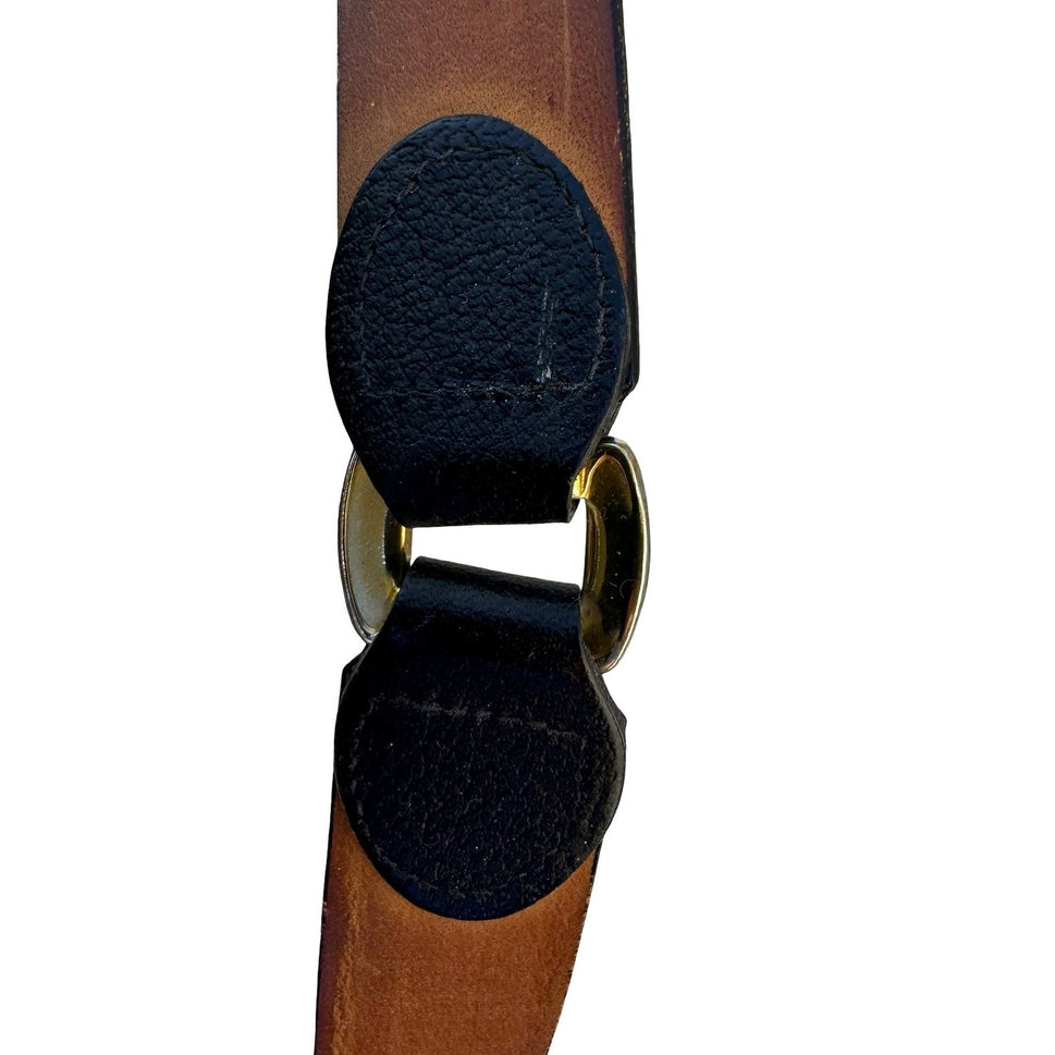 Streve of California Vintage Black Llama Calfskin Leather Belt Size 36 USA 3176