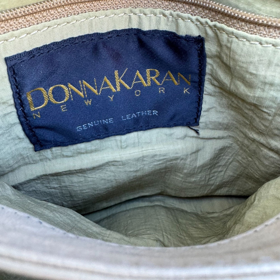 Donna Karan New York Tan Leather Crossbody Bag Adjustable Strap Magnetic Closure