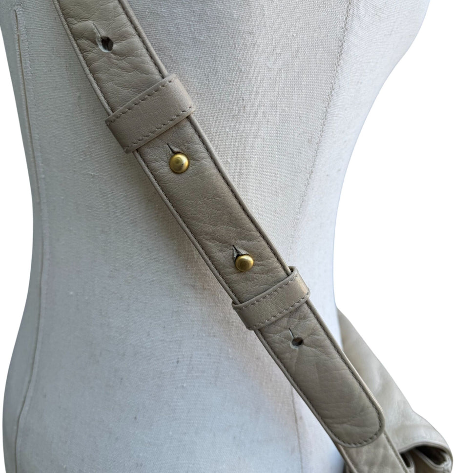 Donna Karan New York Tan Leather Crossbody Bag Adjustable Strap Magnetic Closure