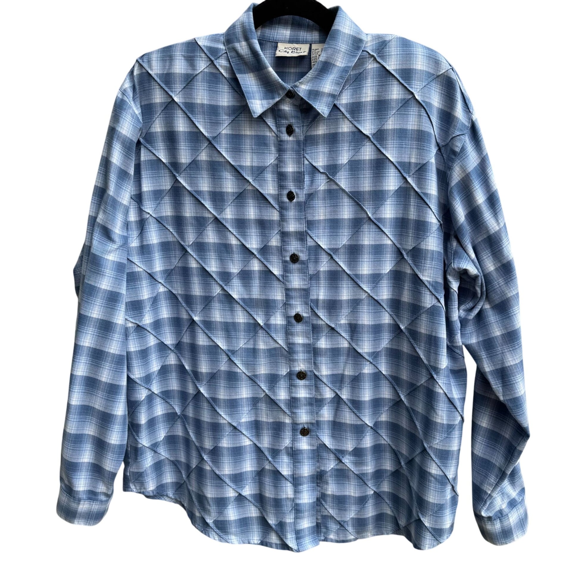 Koret City Blues Vintage 80s Womens Plaid Long Sleeve Button Down Flannel Shirt M