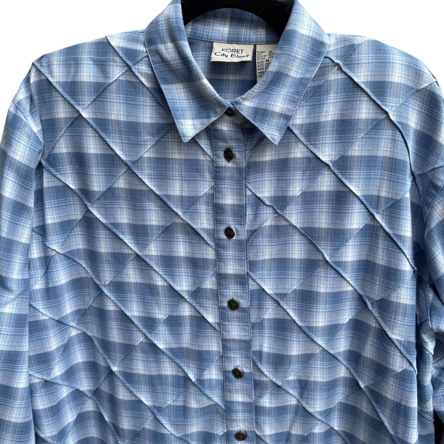 Koret City Blues Vintage 80s Womens Plaid Long Sleeve Button Down Flannel Shirt M