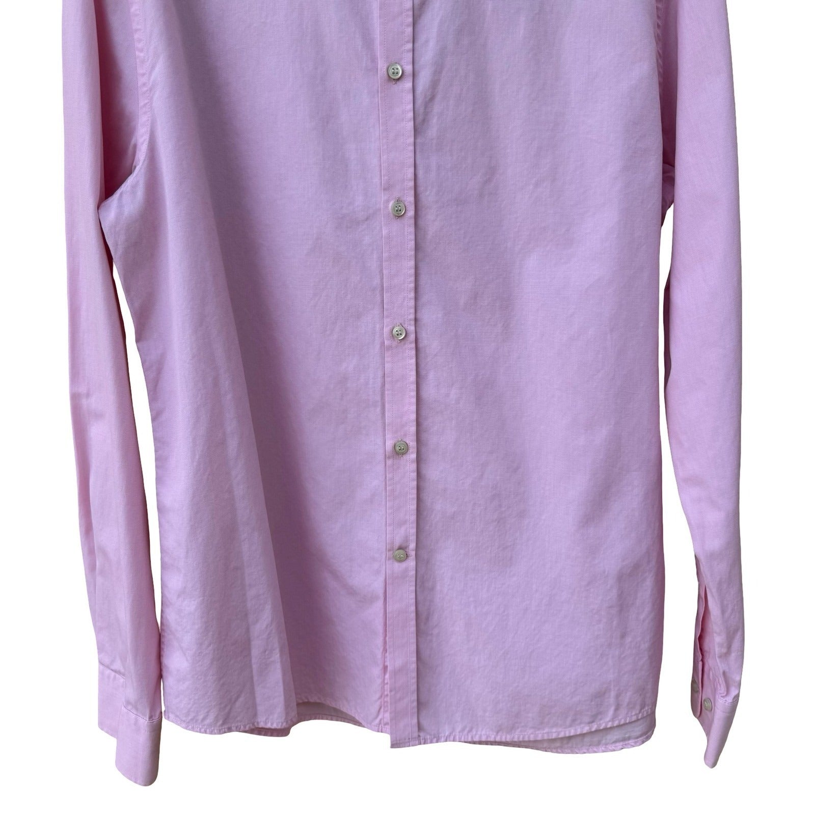 HM Mens Pink Two-Ply Cotton Long Sleeve Button Down Dress Shirt Size 16.5 Preppy