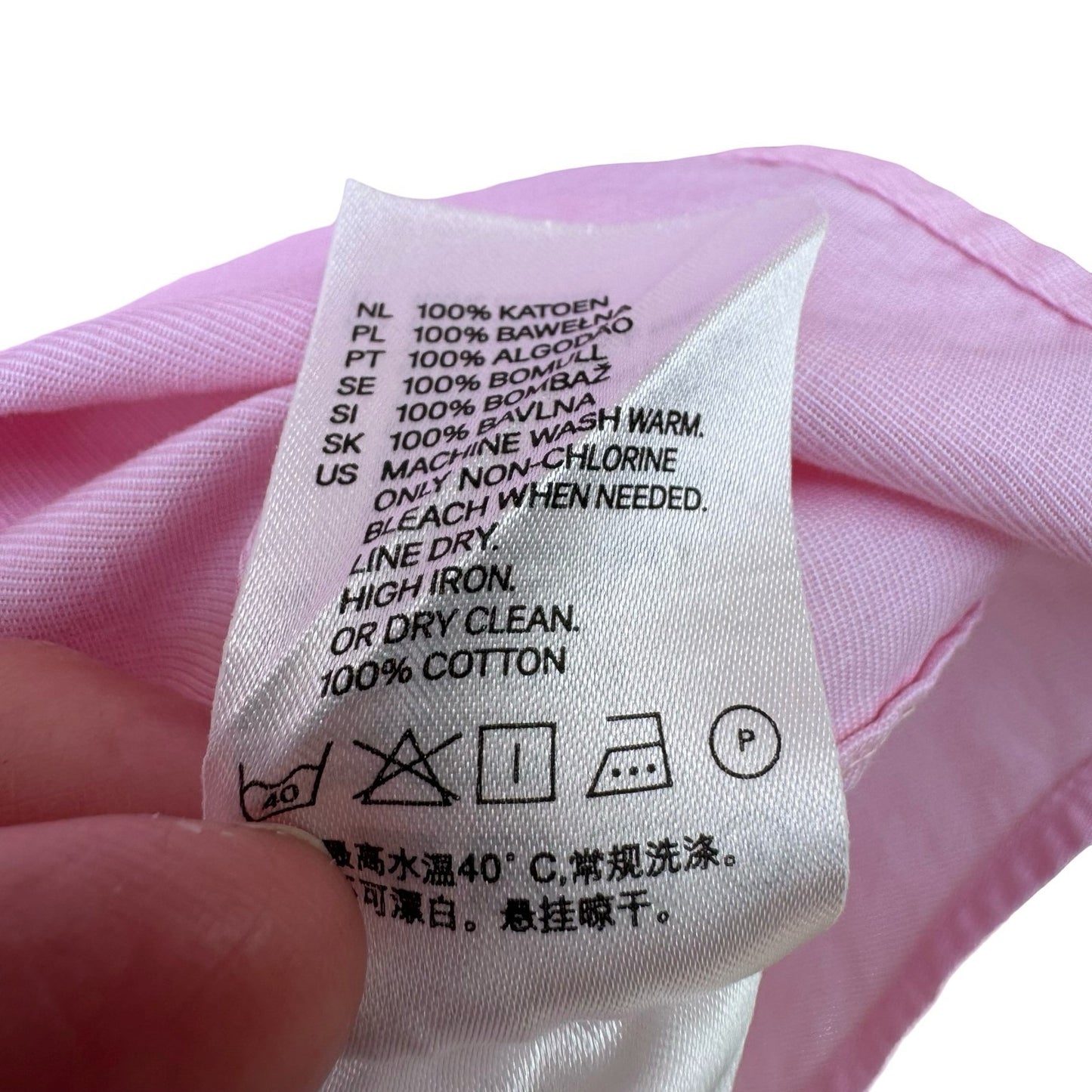 HM Mens Pink Two-Ply Cotton Long Sleeve Button Down Dress Shirt Size 16.5 Preppy