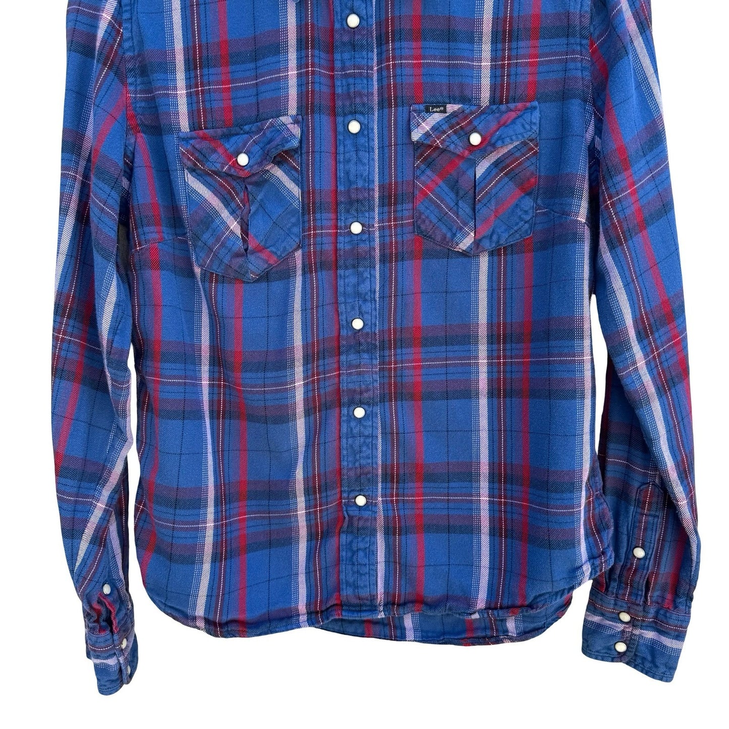 Lee Western Flannel Shirt Plaid Pearl Snap Country Cowgirl Americana Womens S