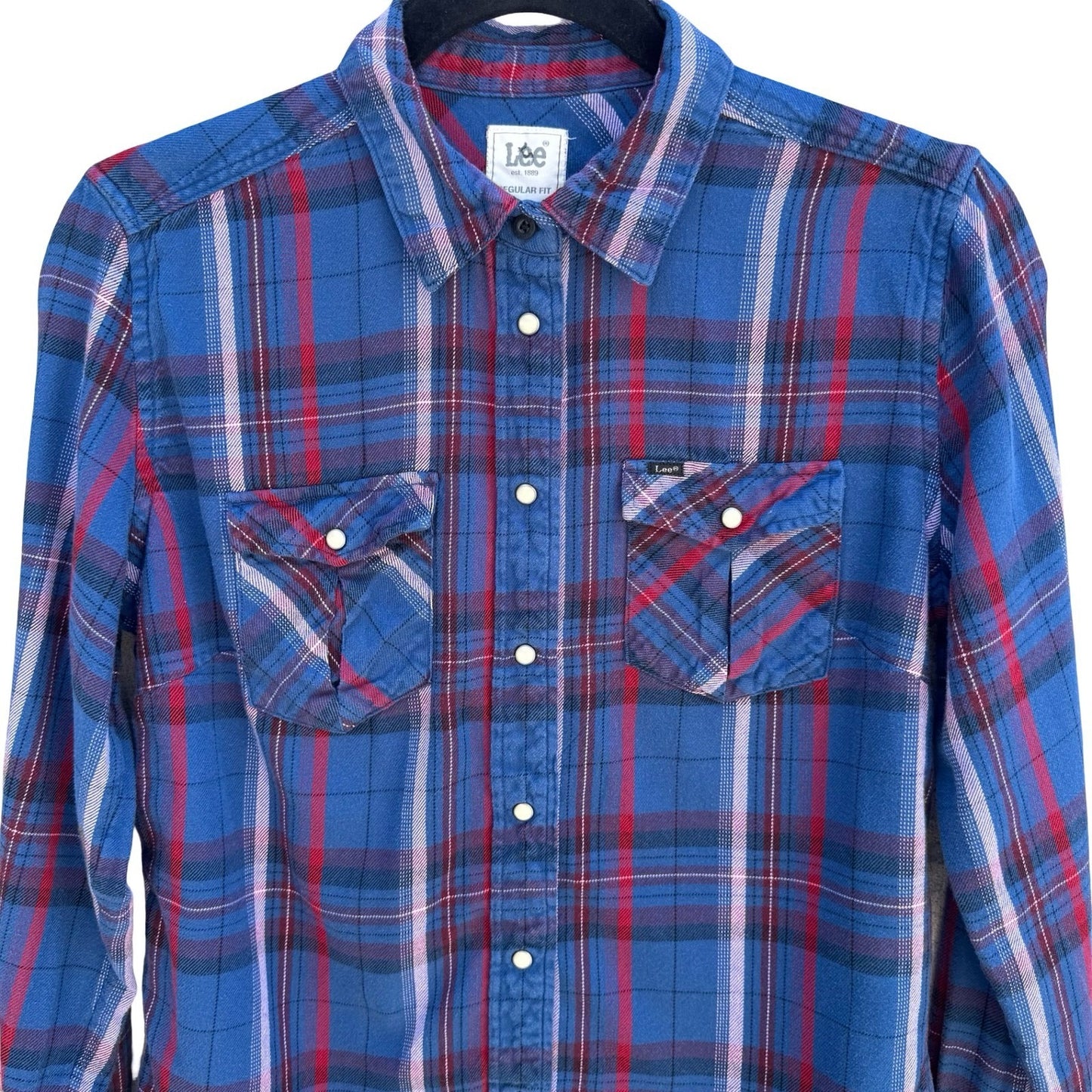 Lee Western Flannel Shirt Plaid Pearl Snap Country Cowgirl Americana Womens S