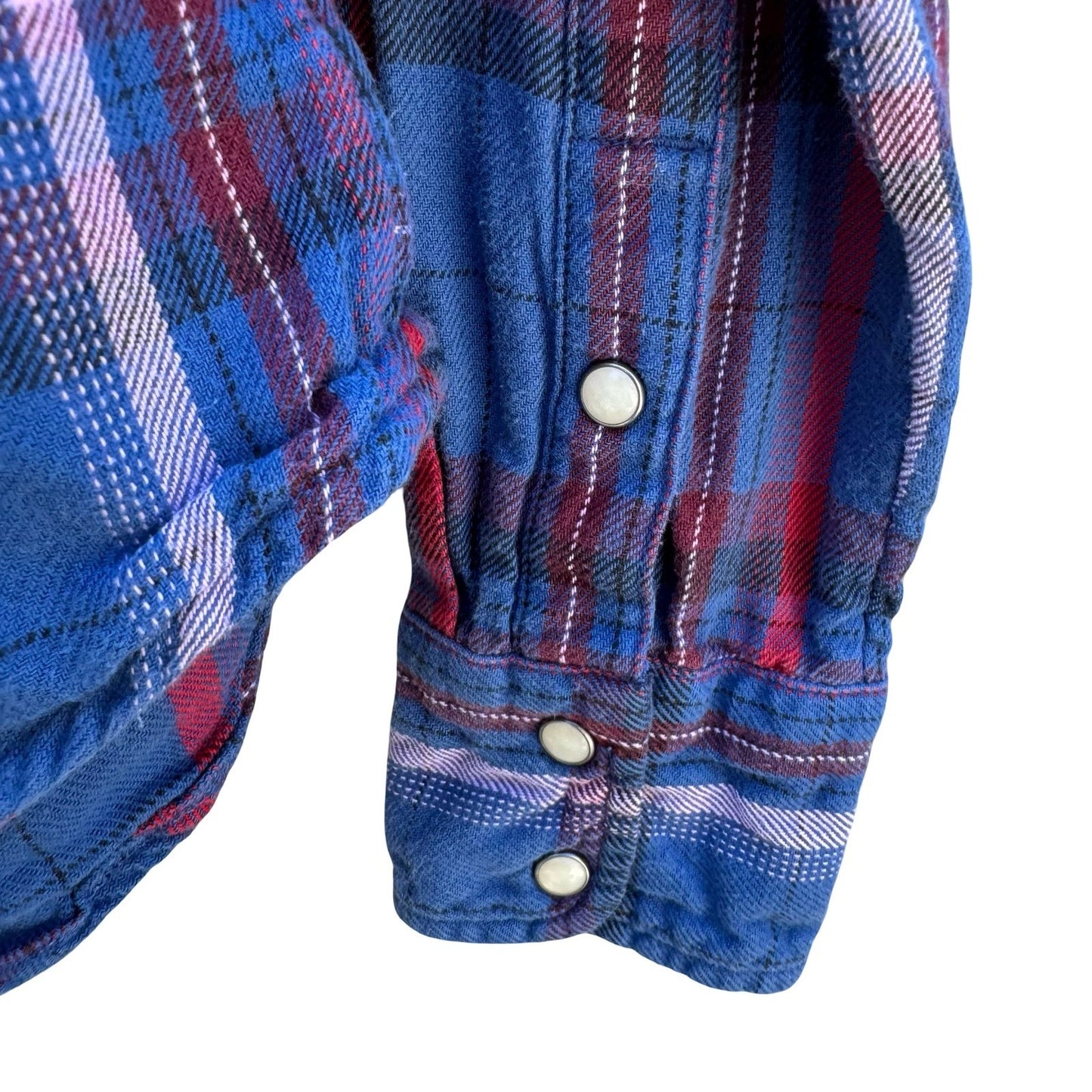 Lee Western Flannel Shirt Plaid Pearl Snap Country Cowgirl Americana Womens S