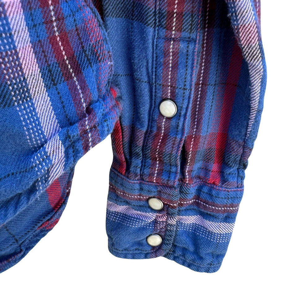 Lee Western Flannel Shirt Plaid Pearl Snap Country Cowgirl Americana Womens S