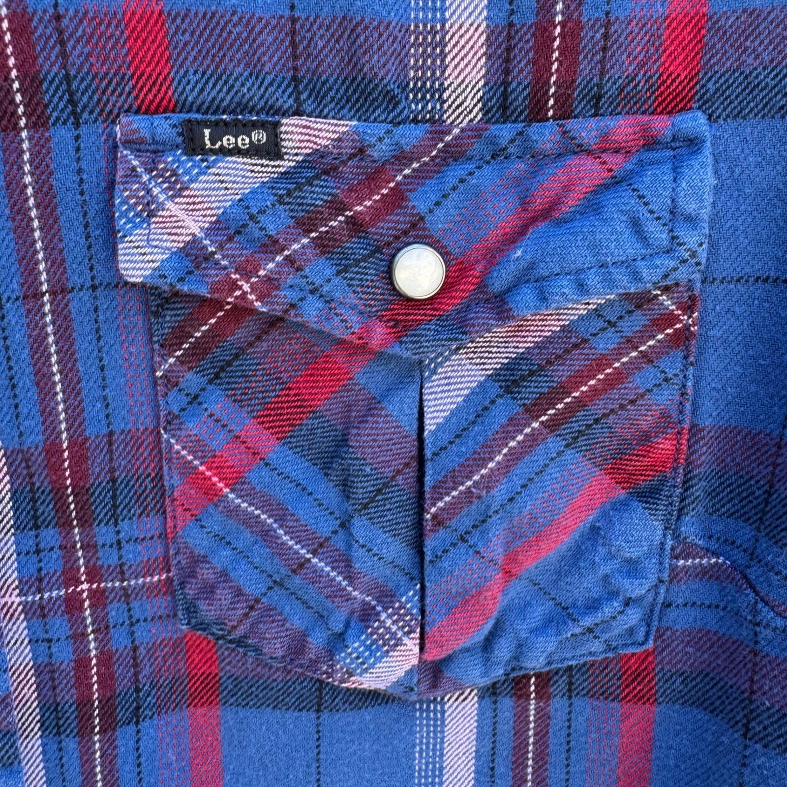 Lee Western Flannel Shirt Plaid Pearl Snap Country Cowgirl Americana Womens S