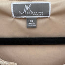 Switch JM Collection Large Taupe Crochet V-Neck Top Gold Bar Accent NEW Boho Earthy 2 image