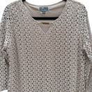 Switch JM Collection Large Taupe Crochet V-Neck Top Gold Bar Accent NEW Boho Earthy 3 image