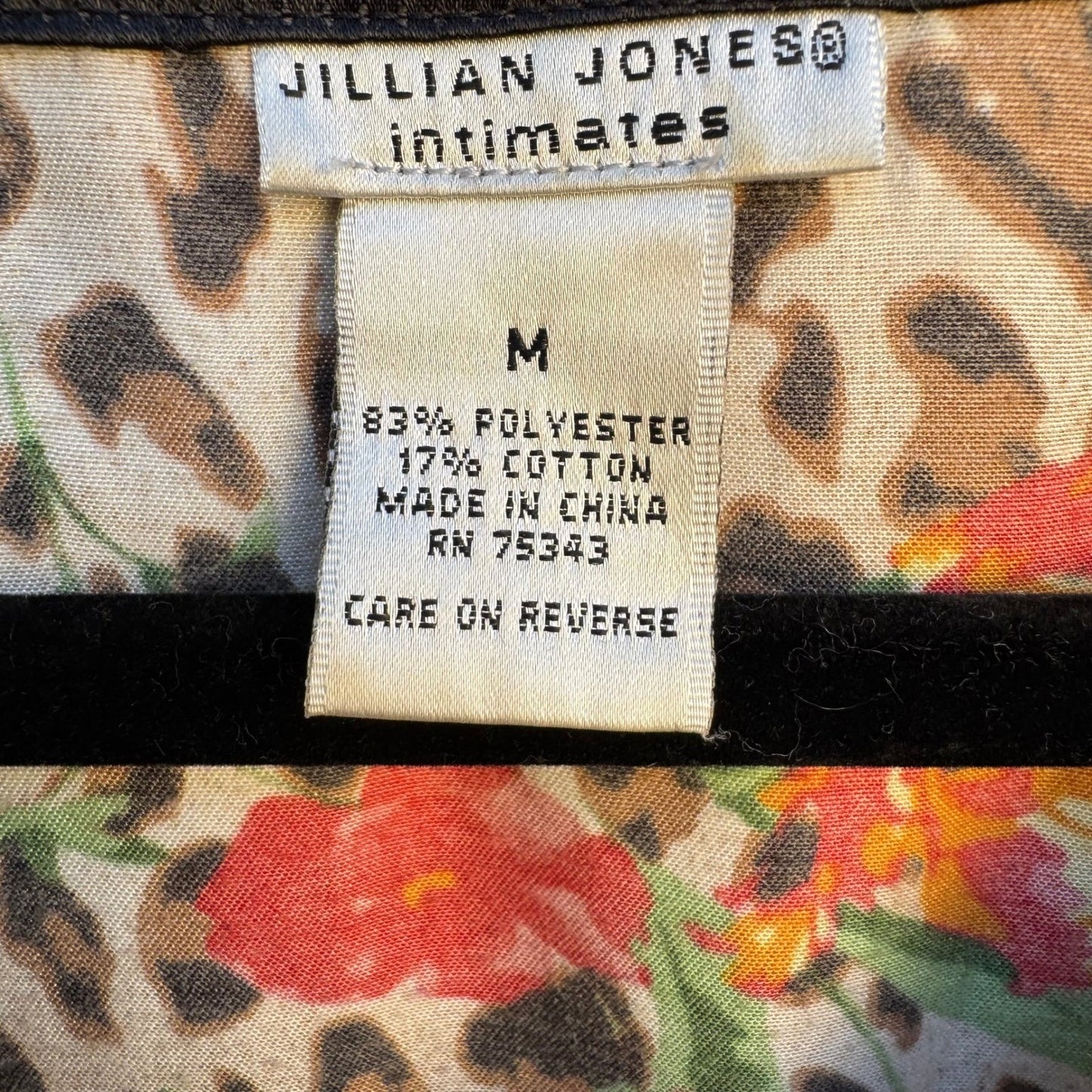 Jillian Jones Intimates Leopard Floral Button Down Sleep Shirt Medium Nightgown