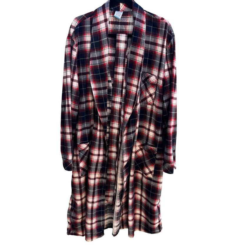 Sears Perma-Prest Vintage 70s 80s Plaid Robe Grandpacore Loungewear Dadcore L