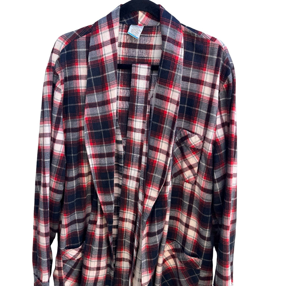 Sears Perma-Prest Vintage 70s 80s Plaid Robe Grandpacore Loungewear Dadcore L