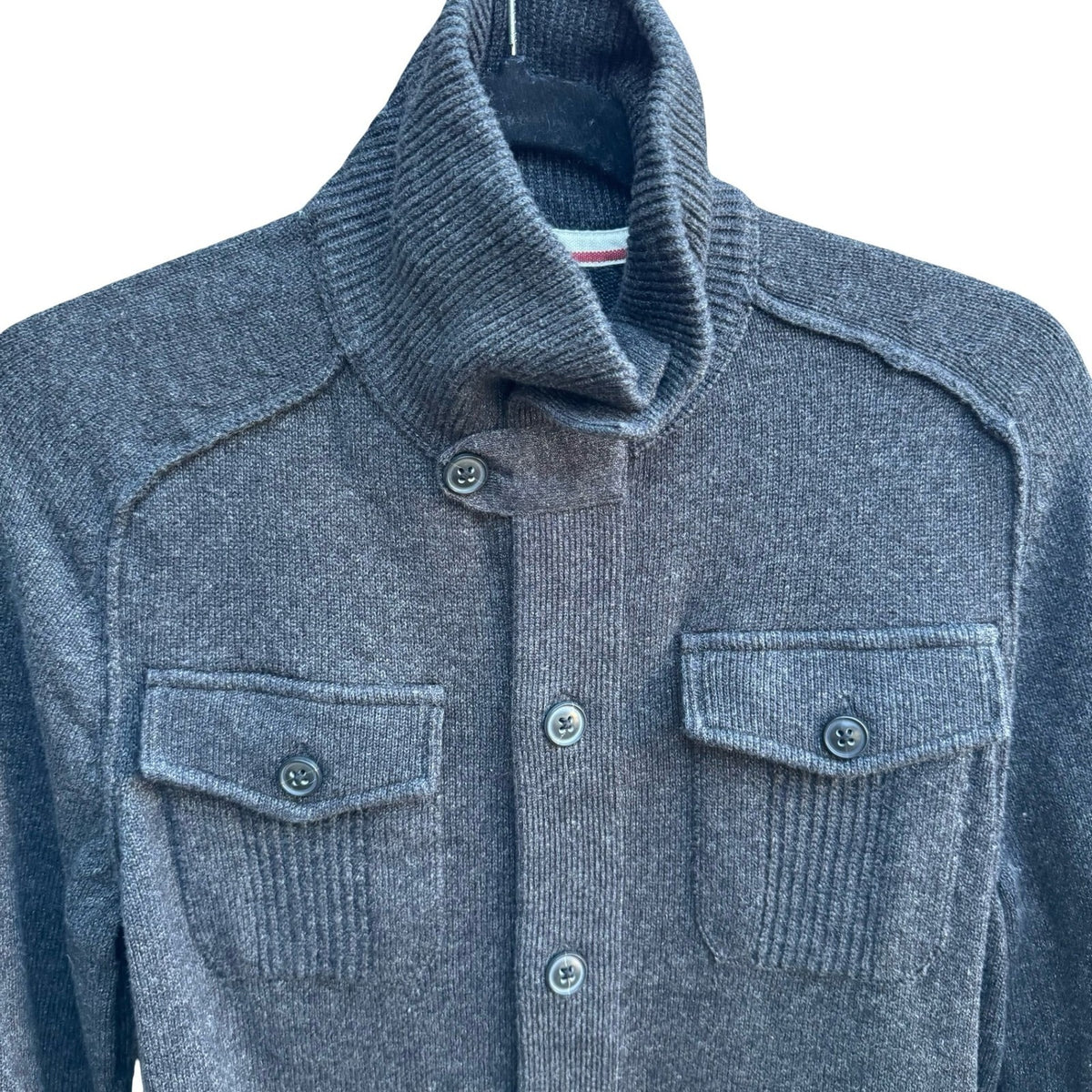 Banana Republic Heritage Military Utility Knit Cardigan Sweater Gray Mens M