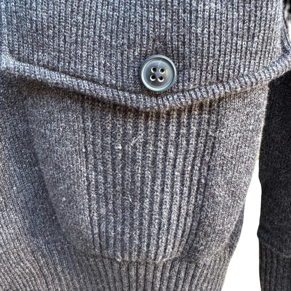Banana Republic Heritage Military Utility Knit Cardigan Sweater Gray Mens M