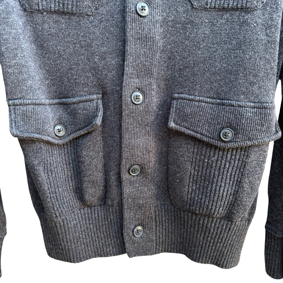 Banana Republic Heritage Military Utility Knit Cardigan Sweater Gray Mens M