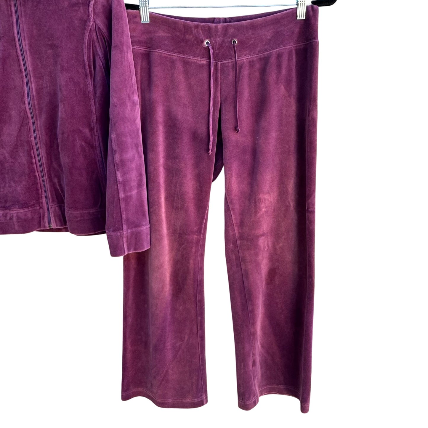 Norsport Vintage 90s Womens Purple Velour Tracksuit Set Jacket & Pants Petite M