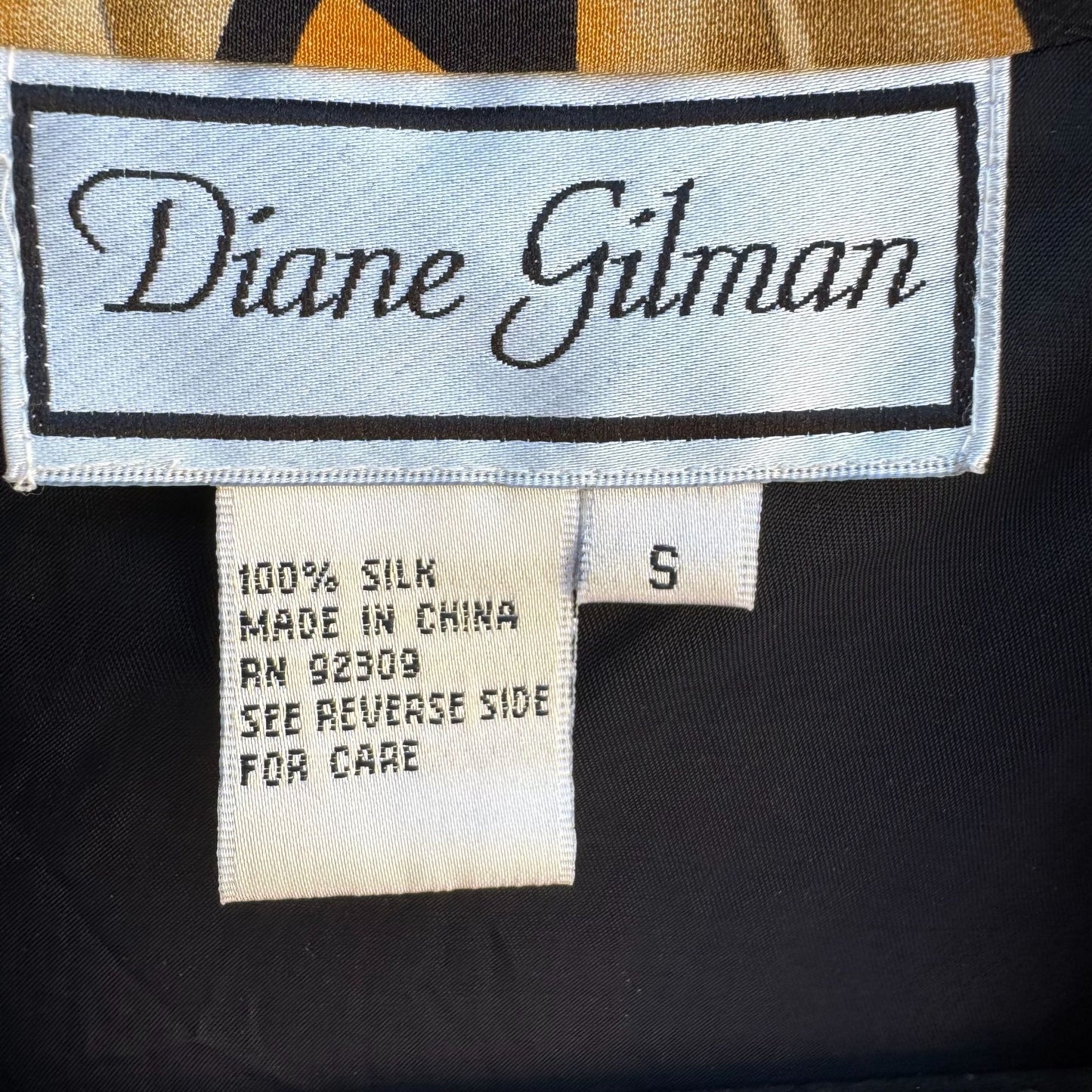 Diane Gilman Vintage Silk Abstract Feather Print Artsy Designer Blazer Jacket S