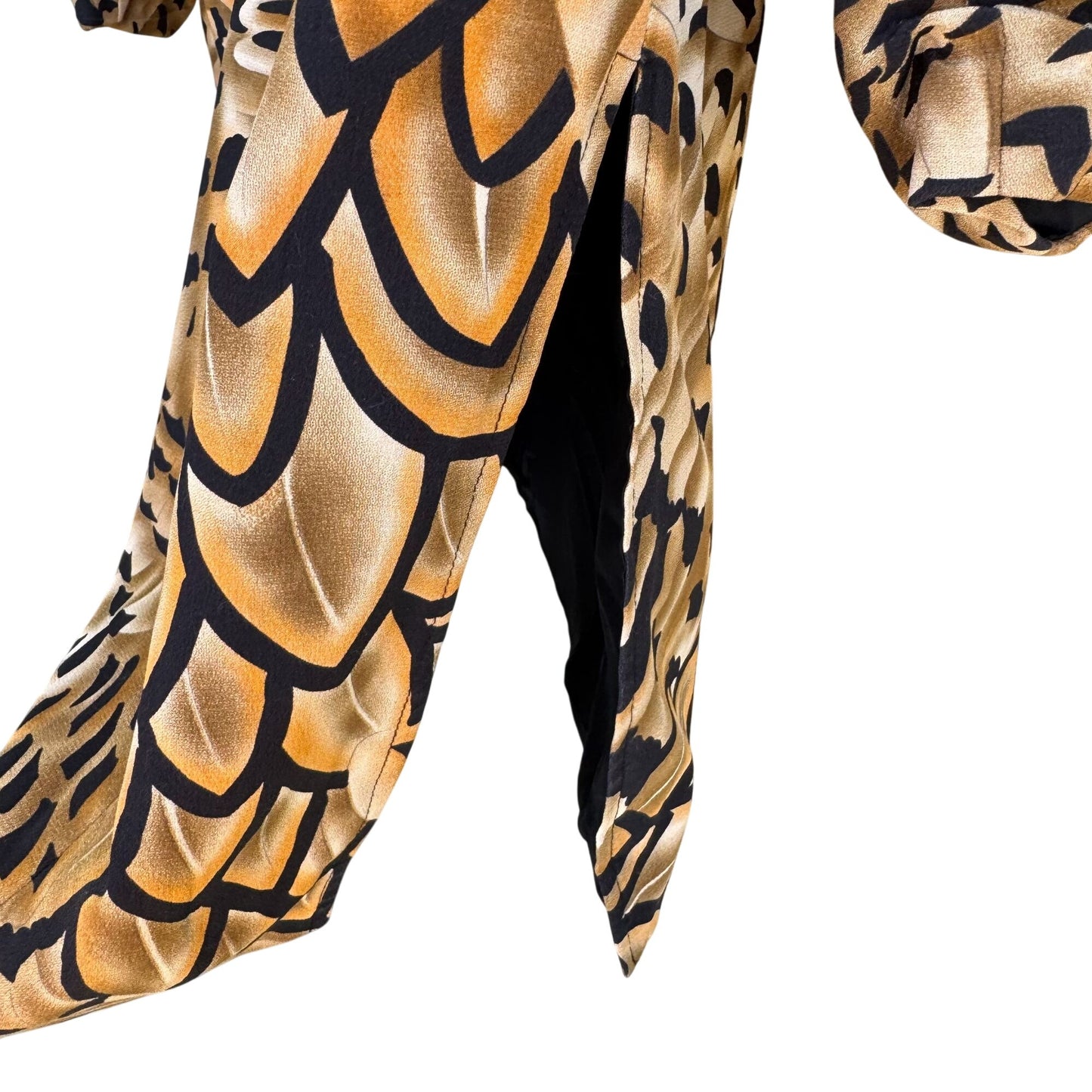 Diane Gilman Vintage Silk Abstract Feather Print Artsy Designer Blazer Jacket S