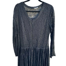 Switch Vintage Boho Goth Black Lace Long Sleeve V Neck Semi Sheer Button Up Midi Dress 2 image