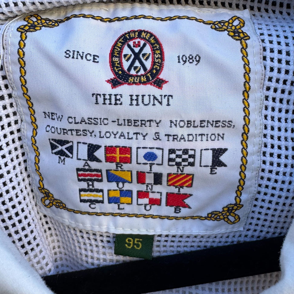 Royal Yacht Club The Hunt Vintage Mens Preppy White Navy Windbreaker Jacket L
