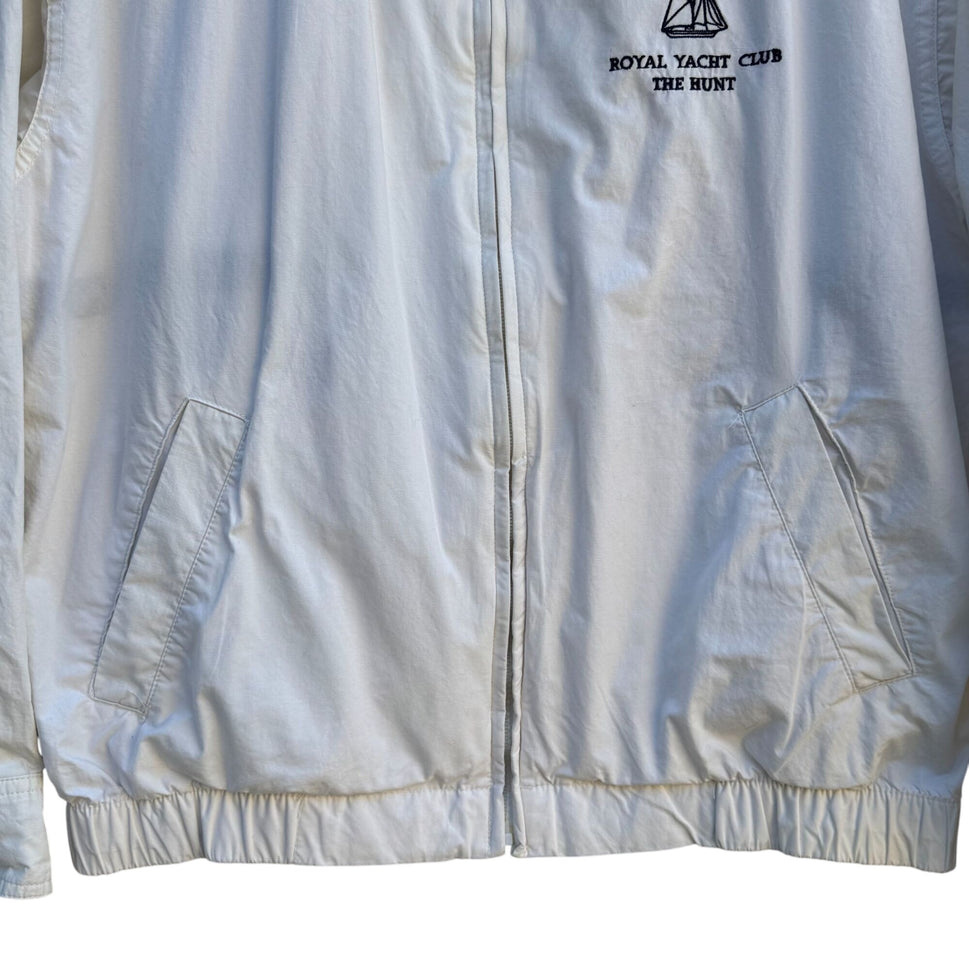 Royal Yacht Club The Hunt Vintage Mens Preppy White Navy Windbreaker Jacket L